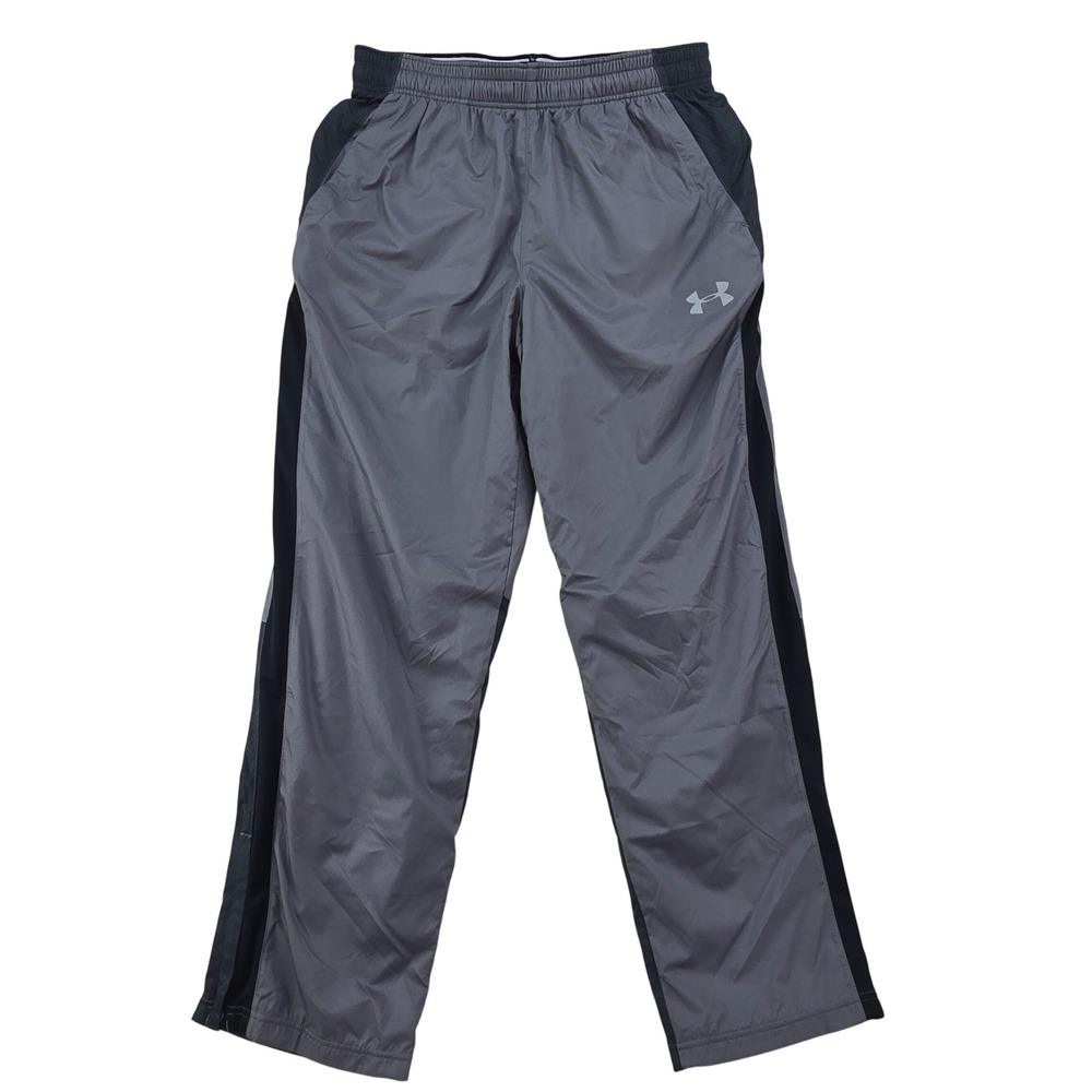 Under Armour Vital Woven Wind Pants Mens Size Large Gray Black Mesh Lined Track